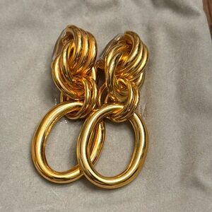 Gold Link Clip On Earrings